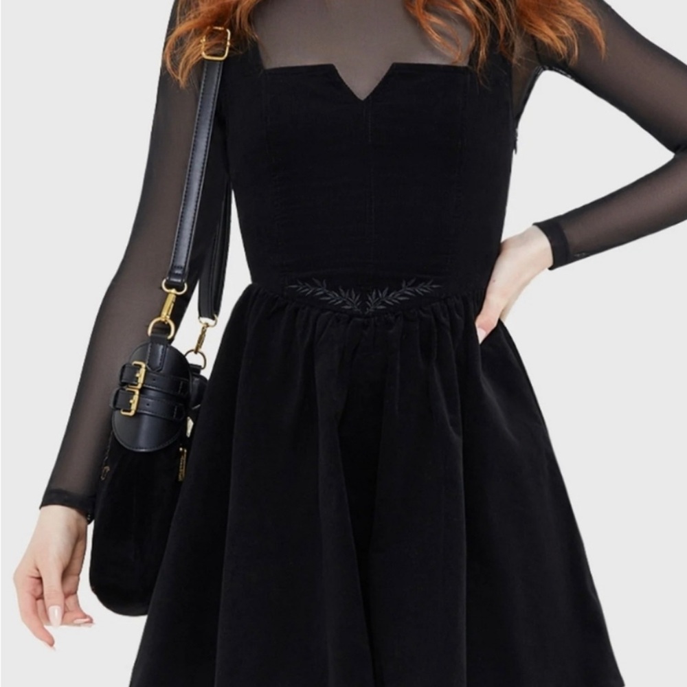 Killstar black mini Dress with waist embroidery
